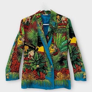 Vintage Gianni Versace Tarzan Blazer Jacket Womens 4 King Of The Jungle 38 1998